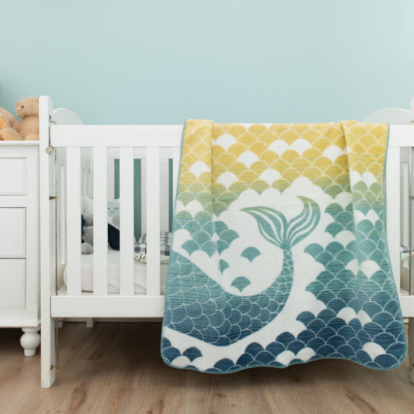 Cotton Suede Baby Blanket - Mermaid Tail (Dusty turquoise)