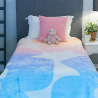 Thumbnail for Kids Bed Blanket Big Bloom Light Acqua / coral pink (Bellissima)
