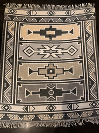 Thumbnail for Ndebele throw grey and black geometric pattern
