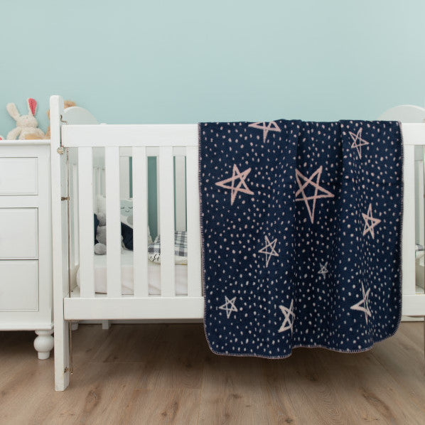 Cotton Suede Baby Blanket - Meteor Shower (Navy / Shell Pink))