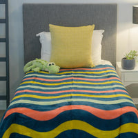 Thumbnail for Kids Bed Blanket Rhythm(Teal/Coral) (Bellissima)