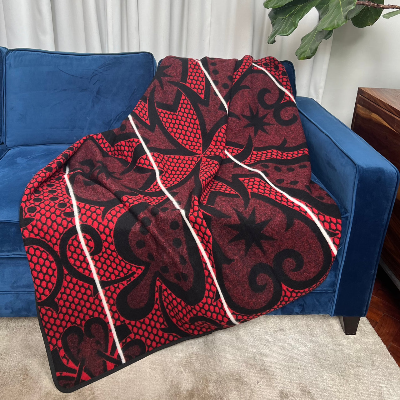 Basotho Seanamarena Chromatic Blanket (Red / Black / White Stripe)