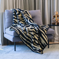 Thumbnail for Belfiore Posh Zebra Furpile Blanket (Black and Natural)