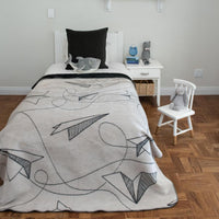 Thumbnail for Kids Bed Blanket Paper planes Grey (Bellissima)