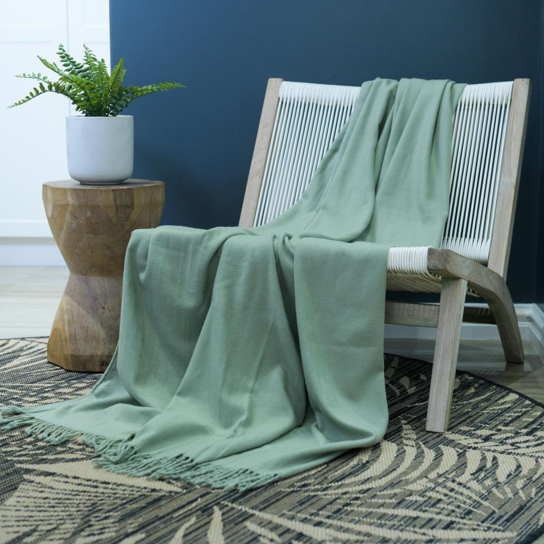 Melody Plain Throw (Olive Green)