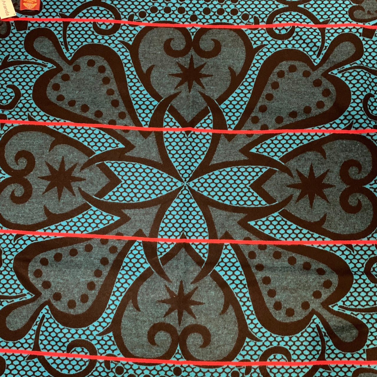 Basotho Seanamarena Chromatic Blanket (Peacock / Black / Red Stripe)