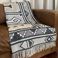 Thumbnail for Ndebele throw grey and black geometric pattern